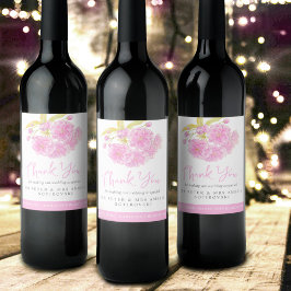 Rosa blommar bröllop anpassningsbar vin vinflaska etikett