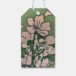 Rosa Blommar Cascade Presentetikett