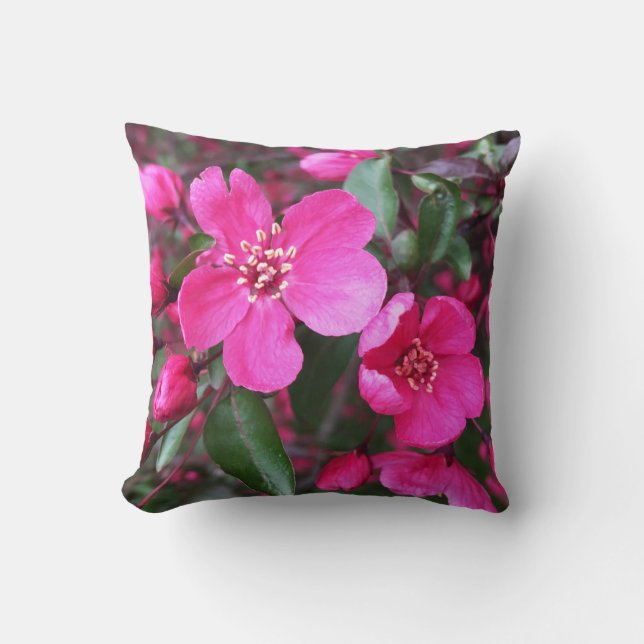 Rosa Blommar Crabapple Kudde (Framsida)