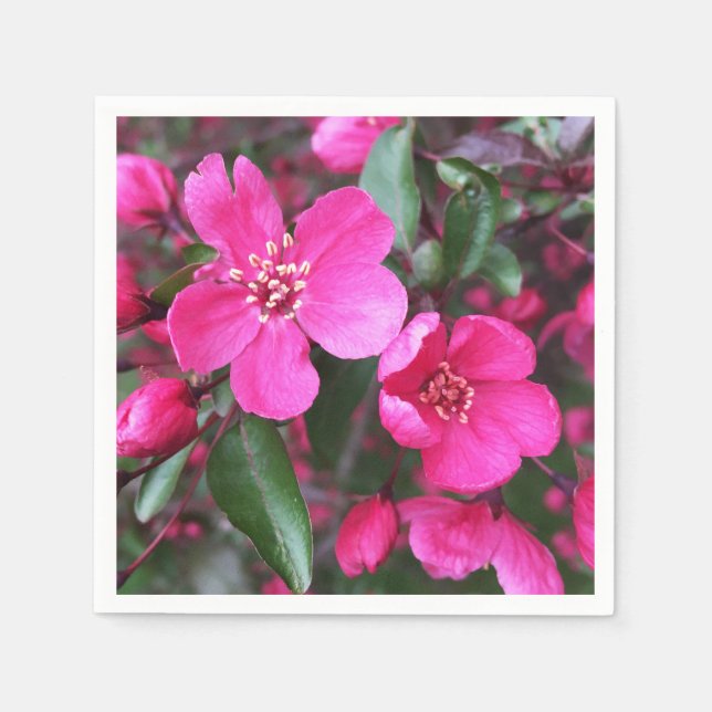 Rosa Blommar Crabapple Pappersservett (Framsidan)