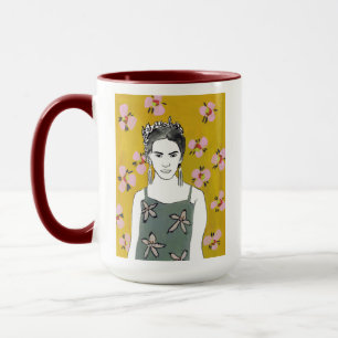 Rosa Blommar Dam - Gult Mugg