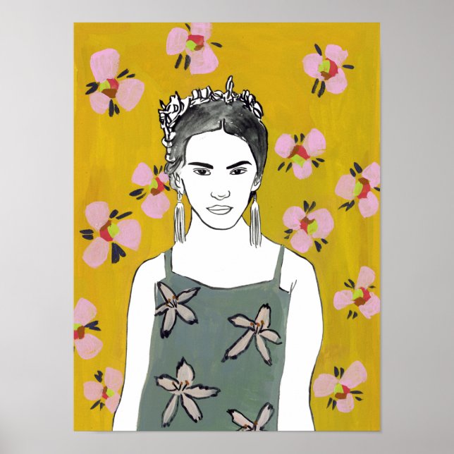ROSA BLOMMAR DAM - GULT POSTER (Framsidan)