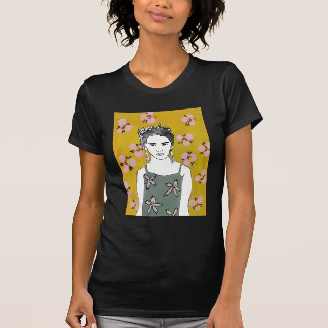 ROSA BLOMMAR DAM - GULT T SHIRT (Framsida)