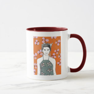 Rosa Blommar Dam - Orange Mugg