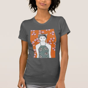 ROSA BLOMMAR DAM - ORANGE T SHIRT