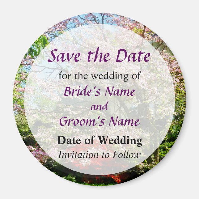 Rosa Blommar Dogwood Spara datum Magnet (Framsidan)