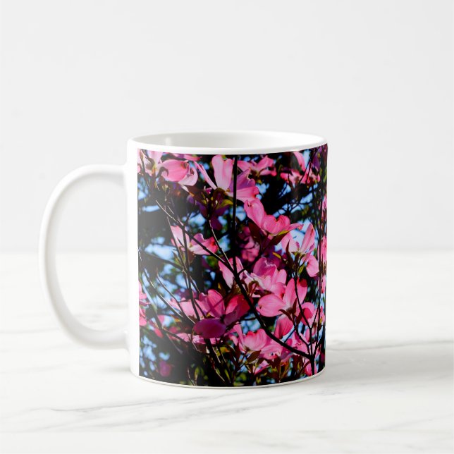 Rosa blommar Dogwood träd Coffee Mugg (Vänster)