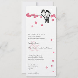 Rosa Blommar Enchanted Forest Chickadee Bröllop Inbjudningar