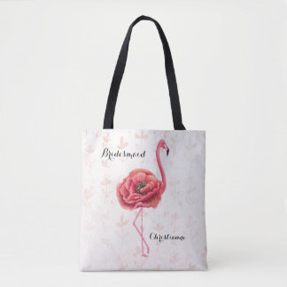 Rosa Blommar Flamingo Bridesmaid Bröllop Tygkasse