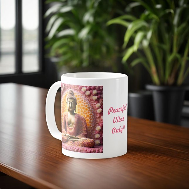 Rosa Blommar Flower Buddha Meditating Kaffemugg (Skapare uppladdad)