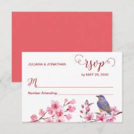 Rosa Blommar Flower Watercolor feminine Bröllop OSA Kort
