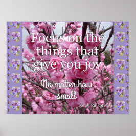 Rosa Blommar Flowers Joy Quote blommigt Poster