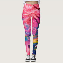 Rosa Blommar Forest Design Leggings