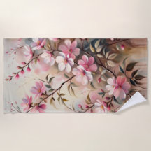 Rosa Blommar Gren Bath Towels