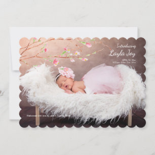 Rosa Blommar Gren Photo Birth Notice Meddelande