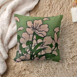 Rosa Blommar Grönt Dekorativ kudde