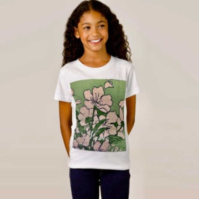 Rosa Blommar Grönt T Shirt (Skapare uppladdad)