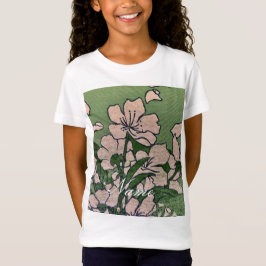 Rosa Blommar Grönt T Shirt