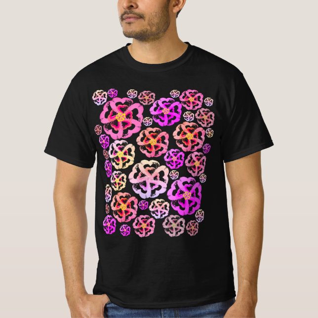 Rosa Blommar Hearts T-shirt (Framsida)