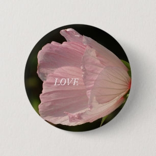 Rosa Blommar KÄRLEK Photo Round Badge Knapp