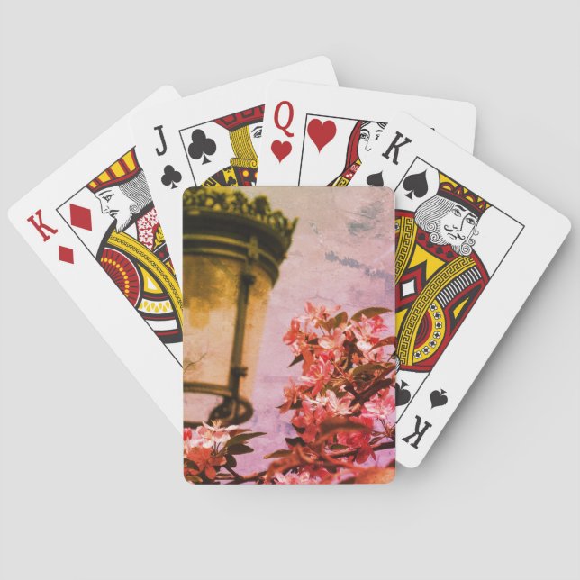 Rosa Blommar, lampfoto, uppspelningskort Casinokort (Baksidan)