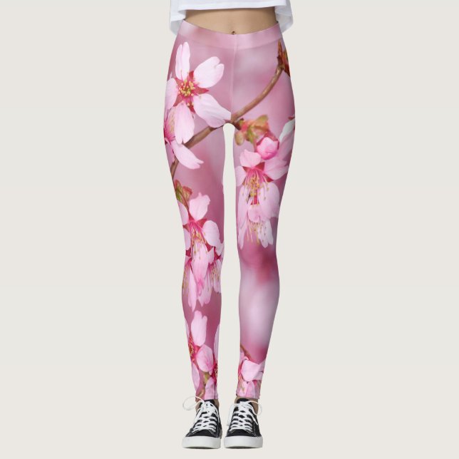 Rosa Blommar Leggings (Framsida)