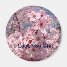 Rosa Blommar magnet I Kärlek You Syrran!