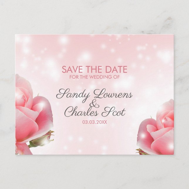 Rosa Blommar Meddelande Vykort (Framsida)