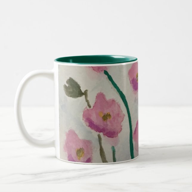Rosa Blommar Pop Mugg (Vänster)