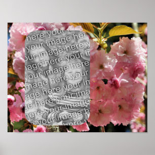 Rosa Blommar Ram Skapar ditt eget foto Poster