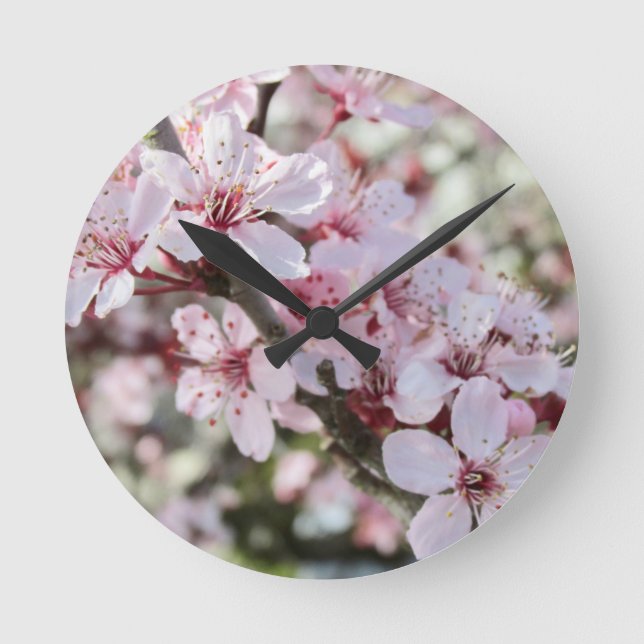 Rosa Blommar Red Stems. Rund Klocka (Framsida)