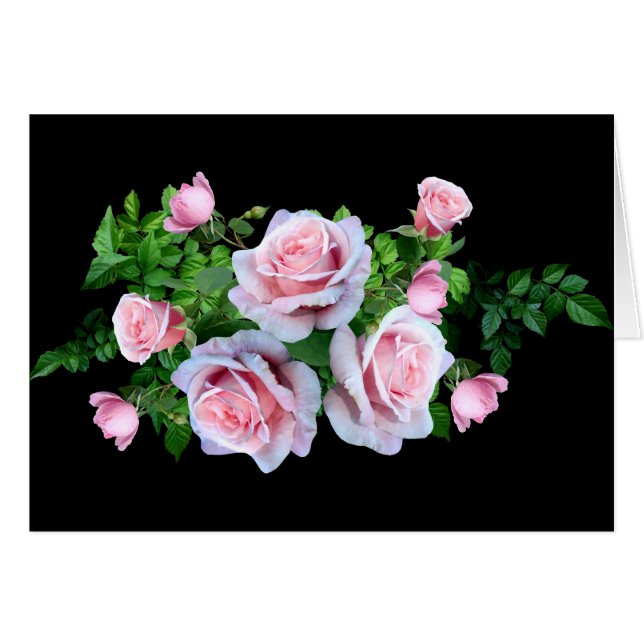 Rosa Blommar Ro Hälsningskort (Framsidan Horizontal)