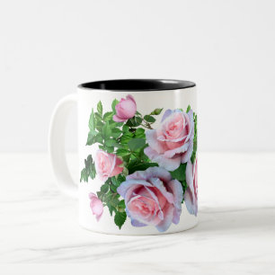Rosa Blommar Ro Två-Tonad Mugg