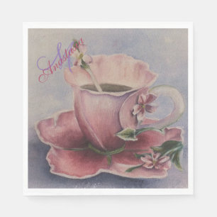 ROSA BLOMMAR TEA KOPP MONOGRAM PARTY PAPPERSSERVETT