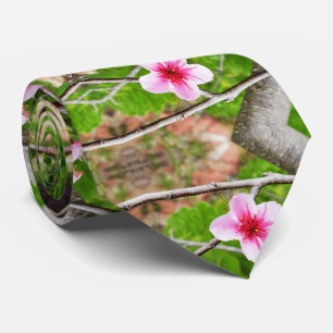 Rosa Blommar Träd Abstrakt Art, Neck Tie Slips