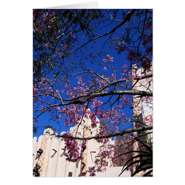 Rosa Blommar Träd kort (Framsidan)