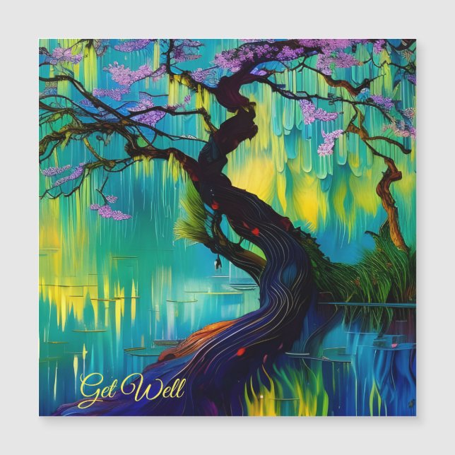 Rosa Blommar Träd över Vatten, skjut bra (Framsida)