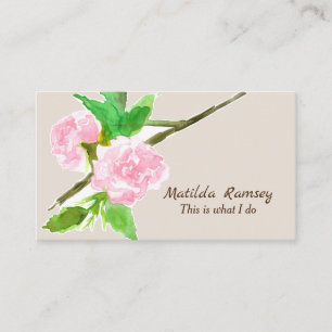 Rosa Blommar Träd Watercolor Botanical Visitkort