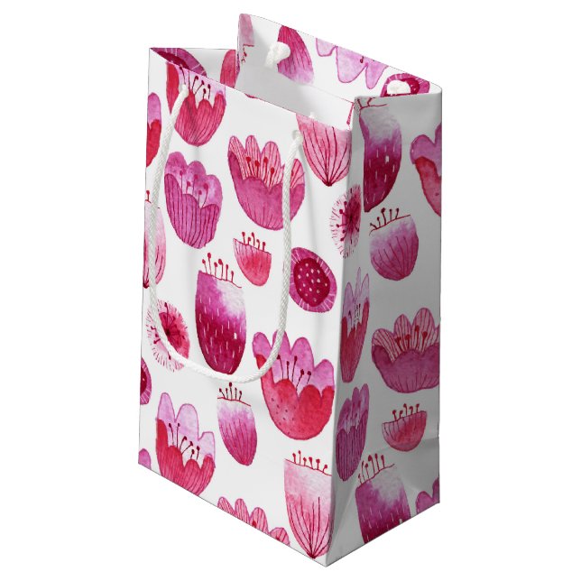 Rosa Blommar Vattenfärgsblomma (Baksidan Vinklad)