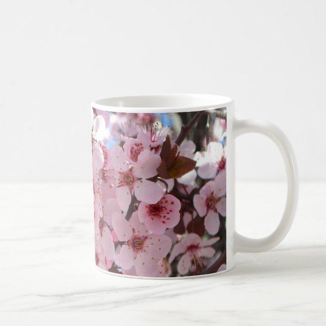 Rosa Blommar vid Träd vid Blommar av prydnadsdjur Kaffemugg (Höger)