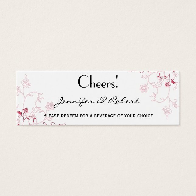 Rosa Blommar Vines Drink Biljett (Framsidan)