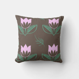 rosa Blommbrun Kudde