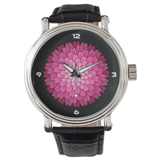 Rosa Blommdesign Armbandsur (Framsida)