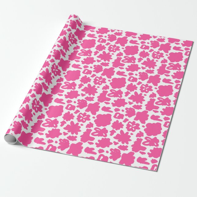 Rosa Blommfärgning Mönster-omformning Papper Presentpapper (Utrullad)