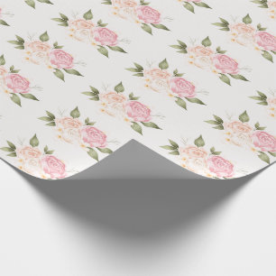 Rosa Blommig Akvarell Bröllop Presentpapper