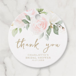 Rosa Blommig Akvarell Guld Bröllopsdusch Gåvor Etiketter