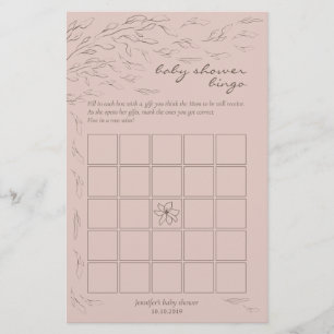 Rosa blommig baby shower Bingo spel