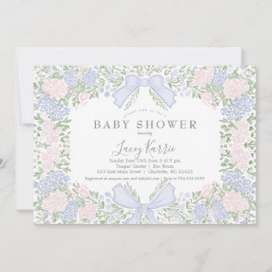 Rosa blommig baby shower inbjudan, inbjudningar