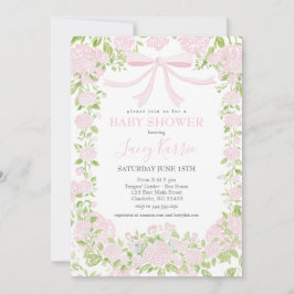 Rosa blommig baby shower-inbjudan, inbjudningar