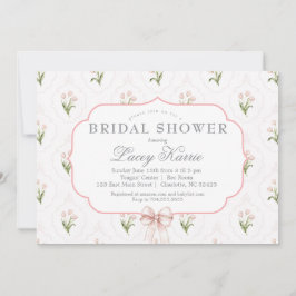 Rosa blommig baby shower-inbjudan, inbjudningar